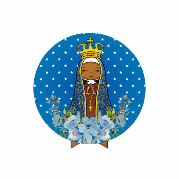 Painel Redondo 3D Nossa Senhora Aparecida 50cm Com Suporte MDF