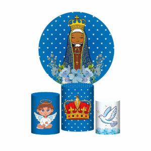 Trio Cilindro + Painel Redondo Nossa Senhora Aparecida 3D 1,50m Veste Fácil