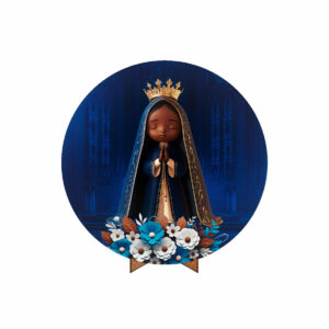 Painel Redondo 3D Nossa Senhora Aparecida 50cm Com Suporte MDF