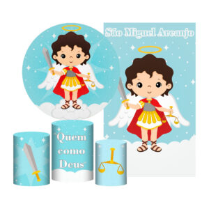 Kit São Miguel Painel Redondo + Trio Capas + Retangular Tecido