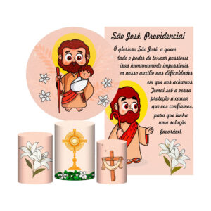 Kit São José Painel Redondo + Trio Capas + Retangular Tecido