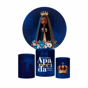 Trio Cilindro + Painel Redondo Nossa Senhora Aparecida 3D 1,50m Veste Fácil