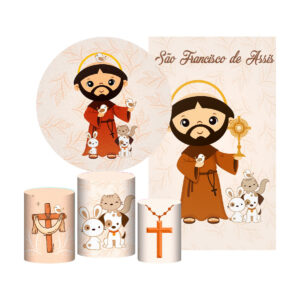 Kit São Francisco Painel Redondo + Trio Capas + Retangular Tecido