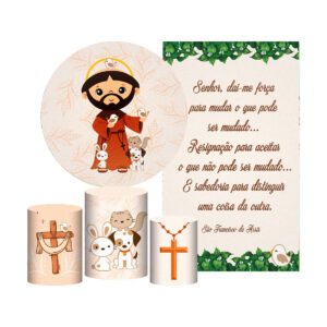 Kit São Francisco Painel Redondo + Trio Capas + Retangular Tecido