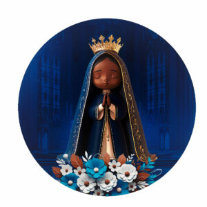 Painel Redondo Nossa Senhora Aparecida Decoração 3D Tecido 1,50m x 1,50m