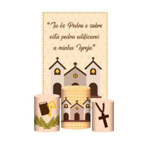 Kit Casado São Pedro 3d Trio Capa Cilindro + Retangular Tecido