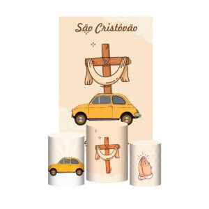 Kit Casado São Cristóvão 3d Trio Capa Cilindro + Retangular Tecido