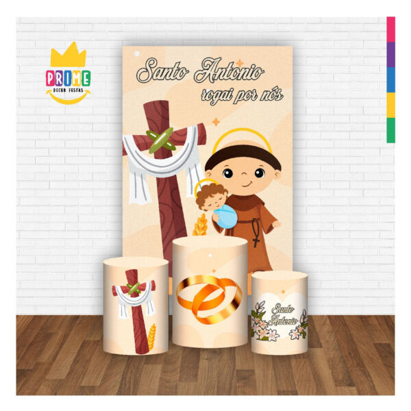 Kit Casado Santo Antônio 3d Trio Capa Cilindro + Retangular Tecido - Image 2