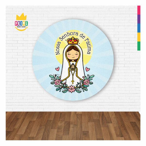 Painel Redondo 3D Nossa Senhora de Fátima Abre Fácil 1,50m X 1,50m - Image 2
