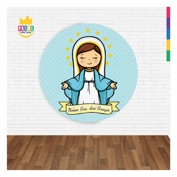 Painel Redondo 3D Nossa Senhora das Graças  Abre Fácil 1,50m X 1,50m - Image 2