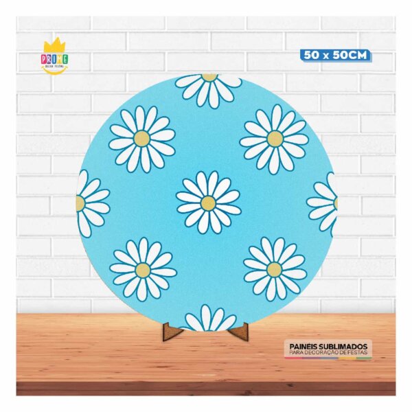 Painel Redondo 3D Margarida 50cm Com Suporte MDF - Image 2