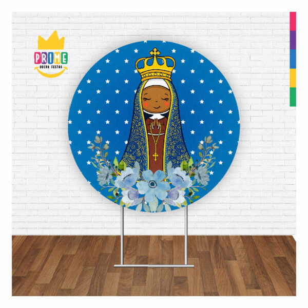 Painel Redondo Nossa Senhora Aparecida Decoração 3D Tecido 1,50m x 1,50m - Image 2