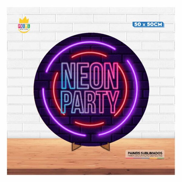 Painel Redondo 3D Neon 50cm Com Suporte MDF - Image 2