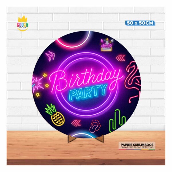 Painel Redondo 3D Neon 50cm Com Suporte MDF - Image 2