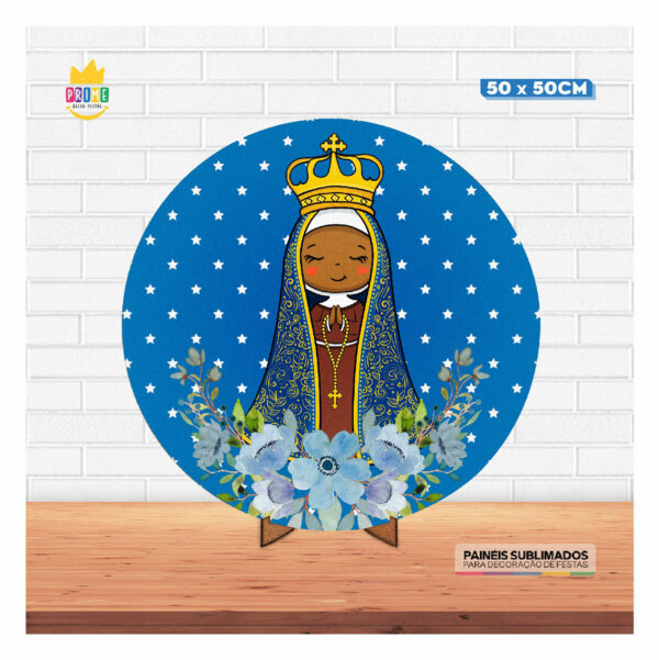 Painel Redondo 3D Nossa Senhora Aparecida 50cm Com Suporte MDF - Image 2