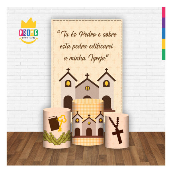 Kit Casado São Pedro 3d Trio Capa Cilindro + Retangular Tecido - Image 2