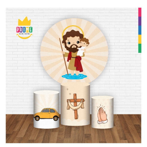 Trio Capa Cilindro + Painel Redondo 3D São Cristóvão 1,50m Veste Fácil - Image 2