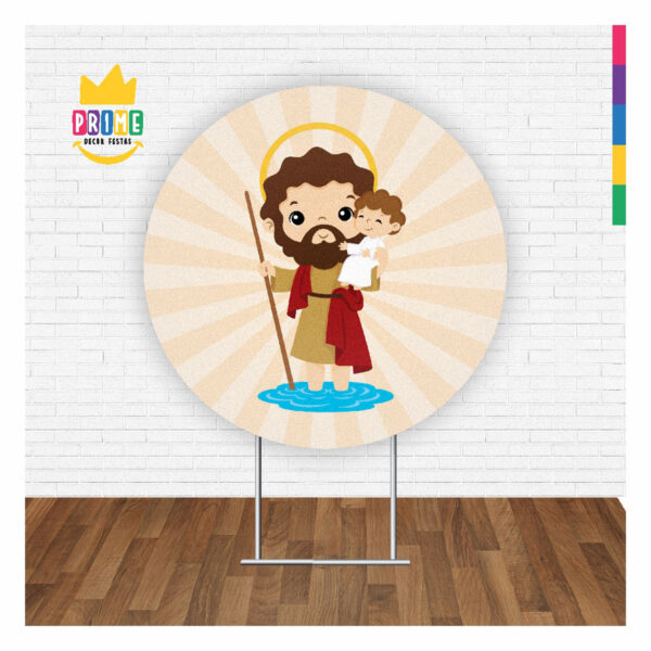 Painel Redondo 3D São Cristóvão Tecido Sublimado 1,50m x 1,50m - Image 2