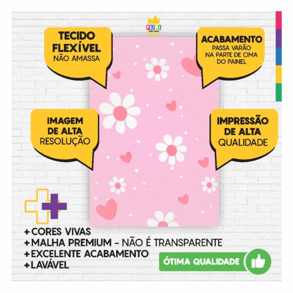 Kit Margarida Painel Redondo + Trio Capas + Retangular Tecido - Image 3
