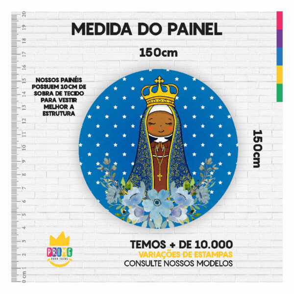 Painel Redondo Nossa Senhora Aparecida Decoração 3D Tecido 1,50m x 1,50m - Image 3