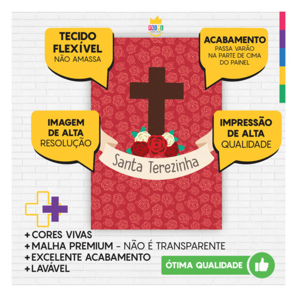 Painel de Festa Retangular Santa Terezinha 3D 1,50m x 2,20 Casadinho - Image 3
