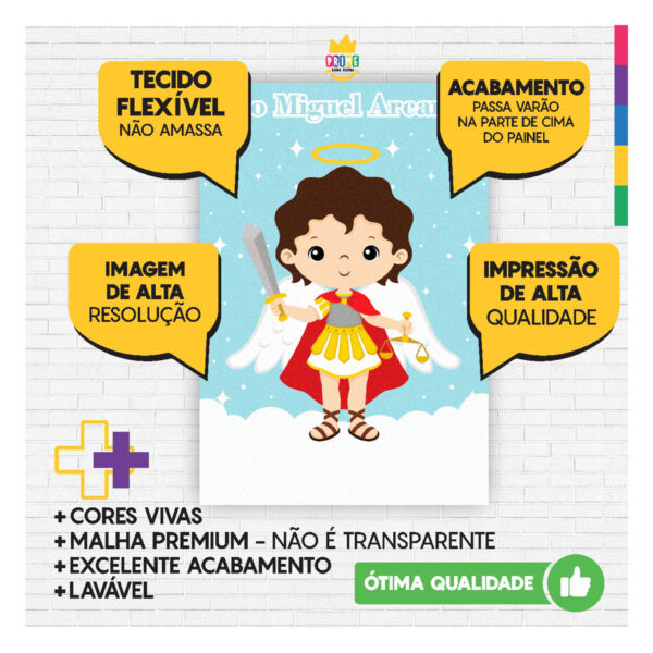 Painel de Festa Retangular São Miguel Arcanjo 3D 1,50m x 2,20 Casadinho - Image 3