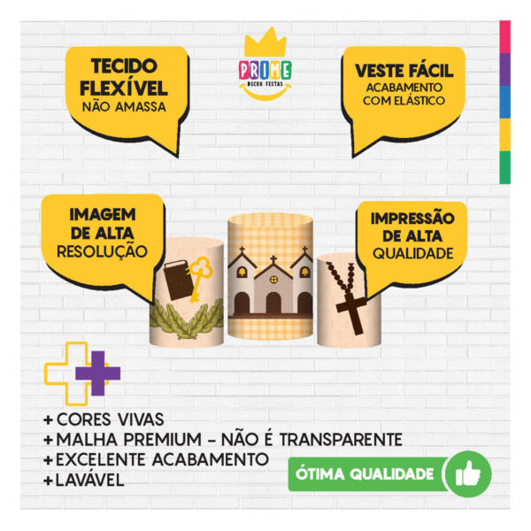 Trio Capa Cilindro São Pedro 3D Em Tecido Com Elástico - Image 3