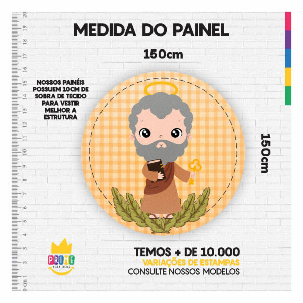 Painel Redondo 3D São Pedro Tecido Sublimado 1,50m x 1,50m - Image 3