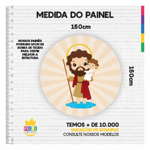 Painel Redondo 3D São Cristóvão Tecido Sublimado 1,50m x 1,50m - Image 3