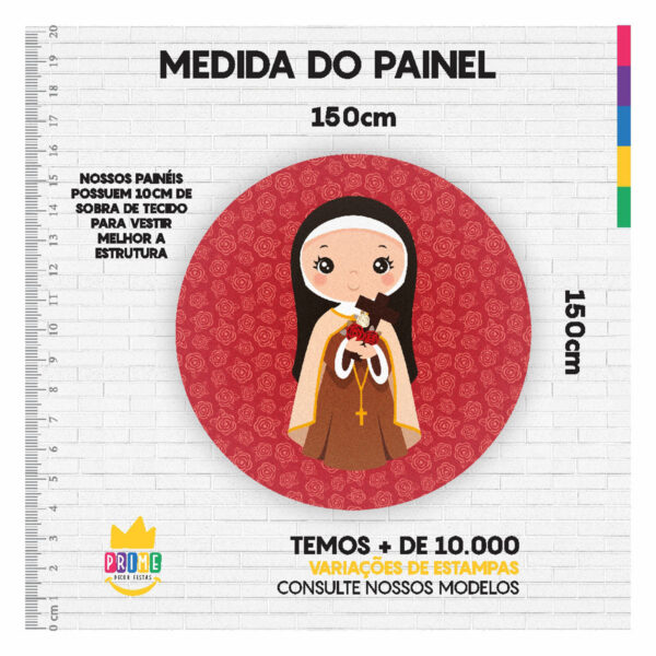 Painel Redondo 3D Santa Terezinha Tecido Sublimado 1,50m x 1,50m - Image 3