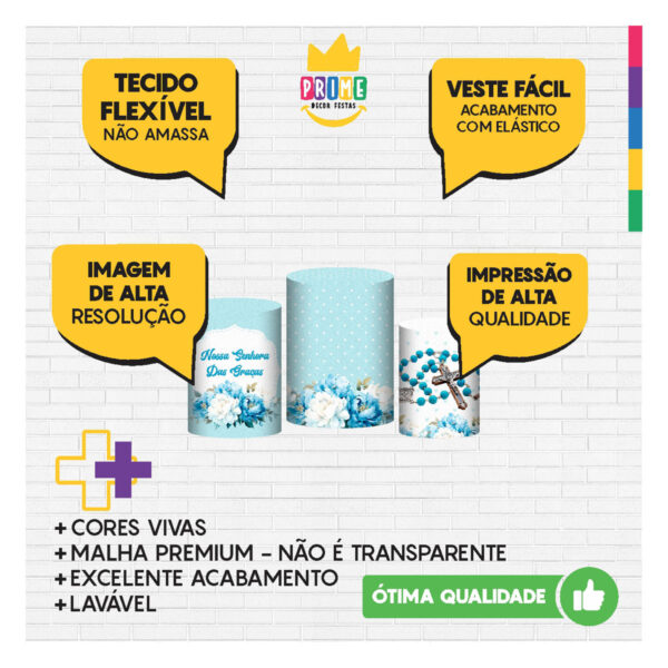 Trio Capa Cilindro Nossa Senhora das Graças 3D Em Tecido Com Elástico - Image 3