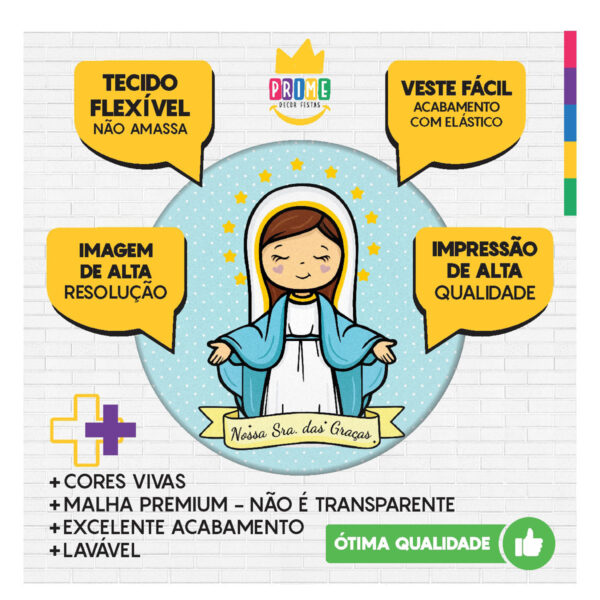 Trio Capa Cilindro + Painel Redondo 3D Nossa Senhora das Graças 1,50m Veste Fácil - Image 3