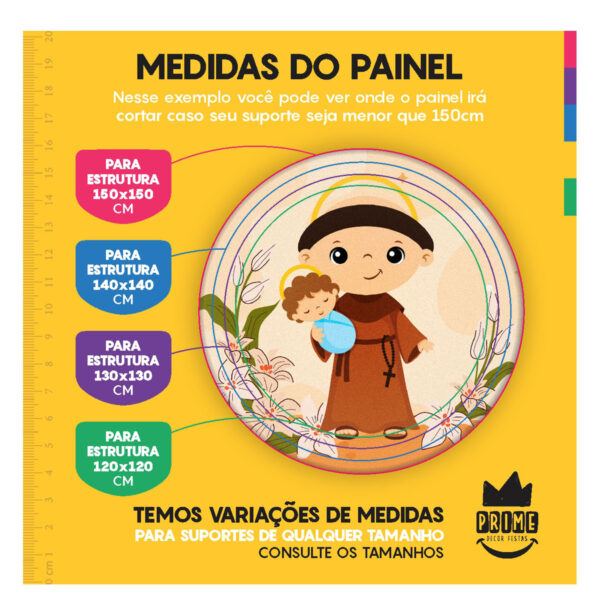 Trio Capa Cilindro + Painel Redondo 3D Santo Antônio 1,50m Veste Fácil - Image 4