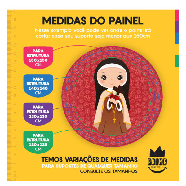 Trio Capa Cilindro + Painel Redondo 3D Santa Terezinha 1,50m Veste Fácil - Image 4