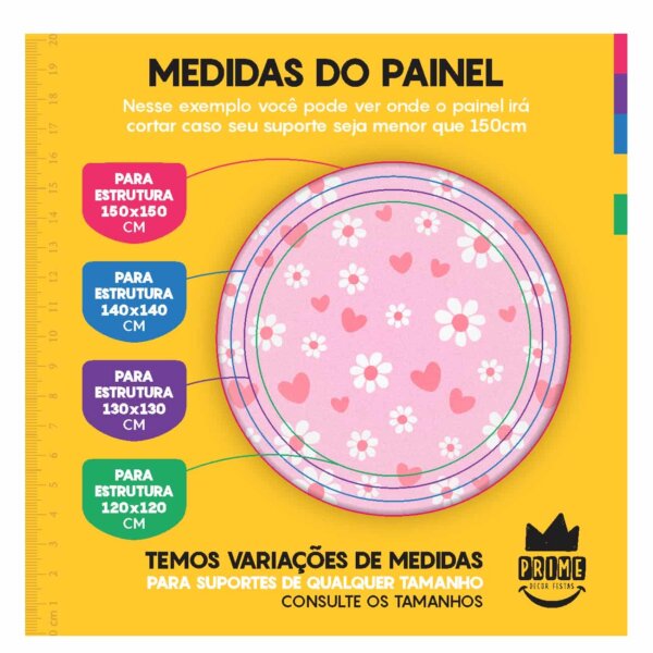 Trio Capa Cilindro + Painel Redondo 3D Margarida 1,50m Veste Fácil - Image 3