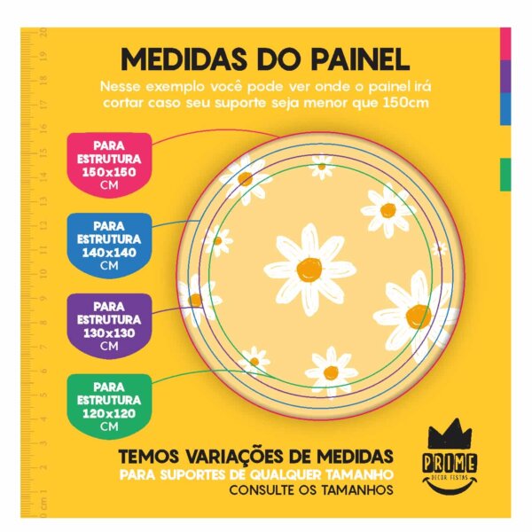 Trio Capa Cilindro + Painel Redondo 3D Margarida 1,50m Veste Fácil - Image 4