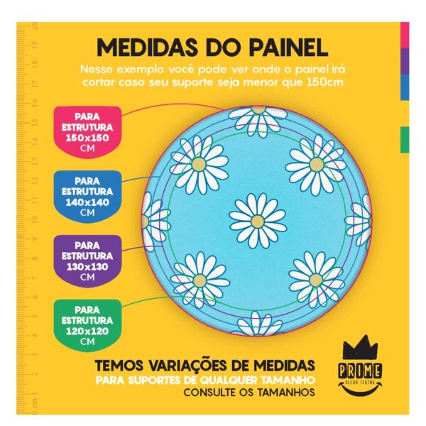 Trio Capa Cilindro + Painel Redondo 3D Margarida 1,50m Veste Fácil - Image 4