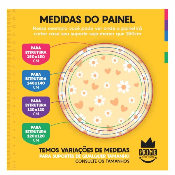 Trio Capa Cilindro + Painel Redondo 3D Margarida 1,50m Veste Fácil - Image 4