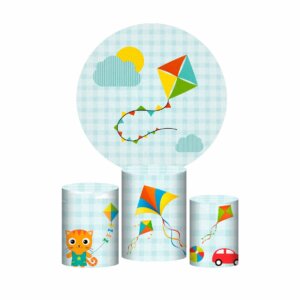 Trio Capa Cilindro + Painel Redondo 3D Pipa 1,50m Veste Fácil