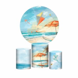 Trio Capa Cilindro + Painel Redondo 3D Pipa 1,50m Veste Fácil