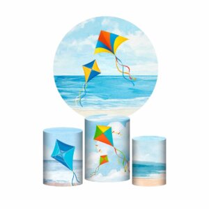 Trio Capa Cilindro + Painel Redondo 3D Pipa 1,50m Veste Fácil