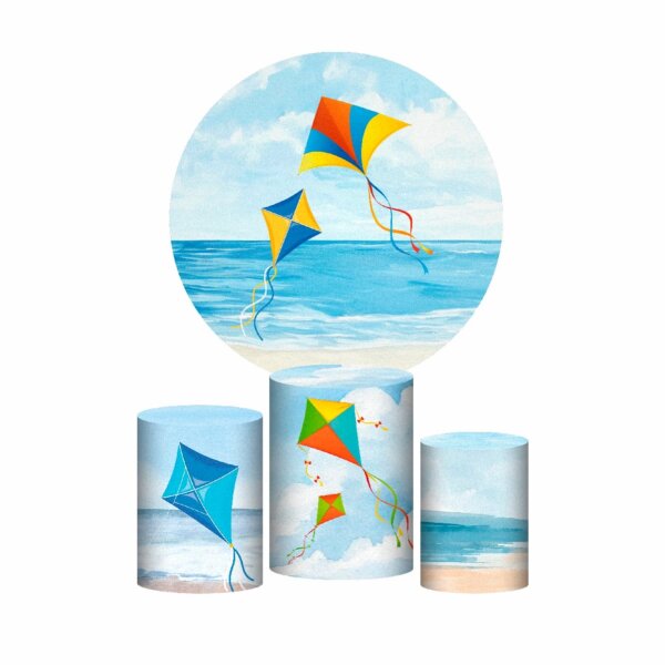 Trio Capa Cilindro + Painel Redondo 3D Pipa 1,50m Veste Fácil