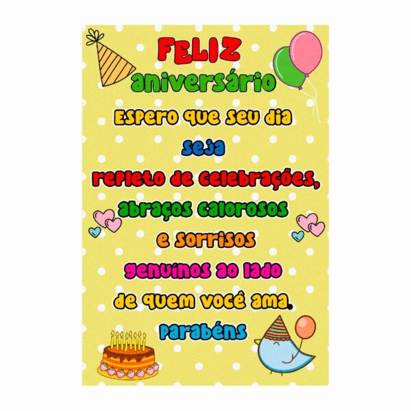 Painel de Festa Retangular Feliz Aniversário Casadinho 3D 1,50m x 2,20