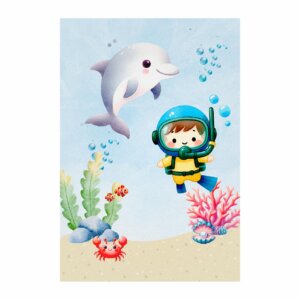 Painel de Festa Retangular Fundo do Mar Casadinho 3D 1,50m x 2,20