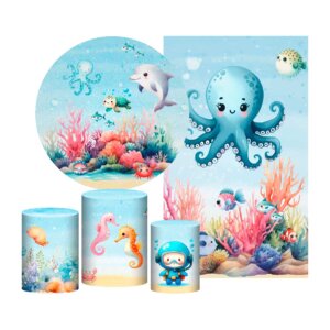 Kit Fundo do Mar Painel Redondo + Trio Capas + Retangular Tecido
