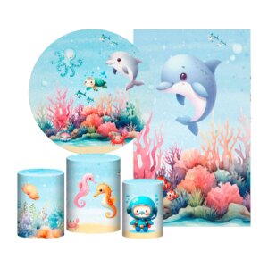 Kit Fundo do Mar Painel Redondo + Trio Capas + Retangular Tecido
