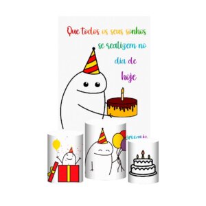 Kit Casado Feliz Aniversário 3d Trio Capa Cilindro + Retangular Tecido