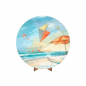 Painel Redondo 3D Pipa 50cm Com Suporte MDF