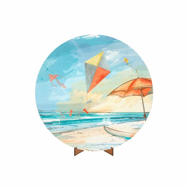 Painel Redondo 3D Pipa 50cm Com Suporte MDF