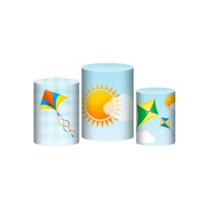 Trio Capa Cilindro Pipa 3D Em Tecido Com Elástico